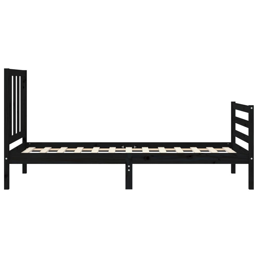 vidaXL Bed Frame without Mattress Black 90x200 cm Solid Wood Pine