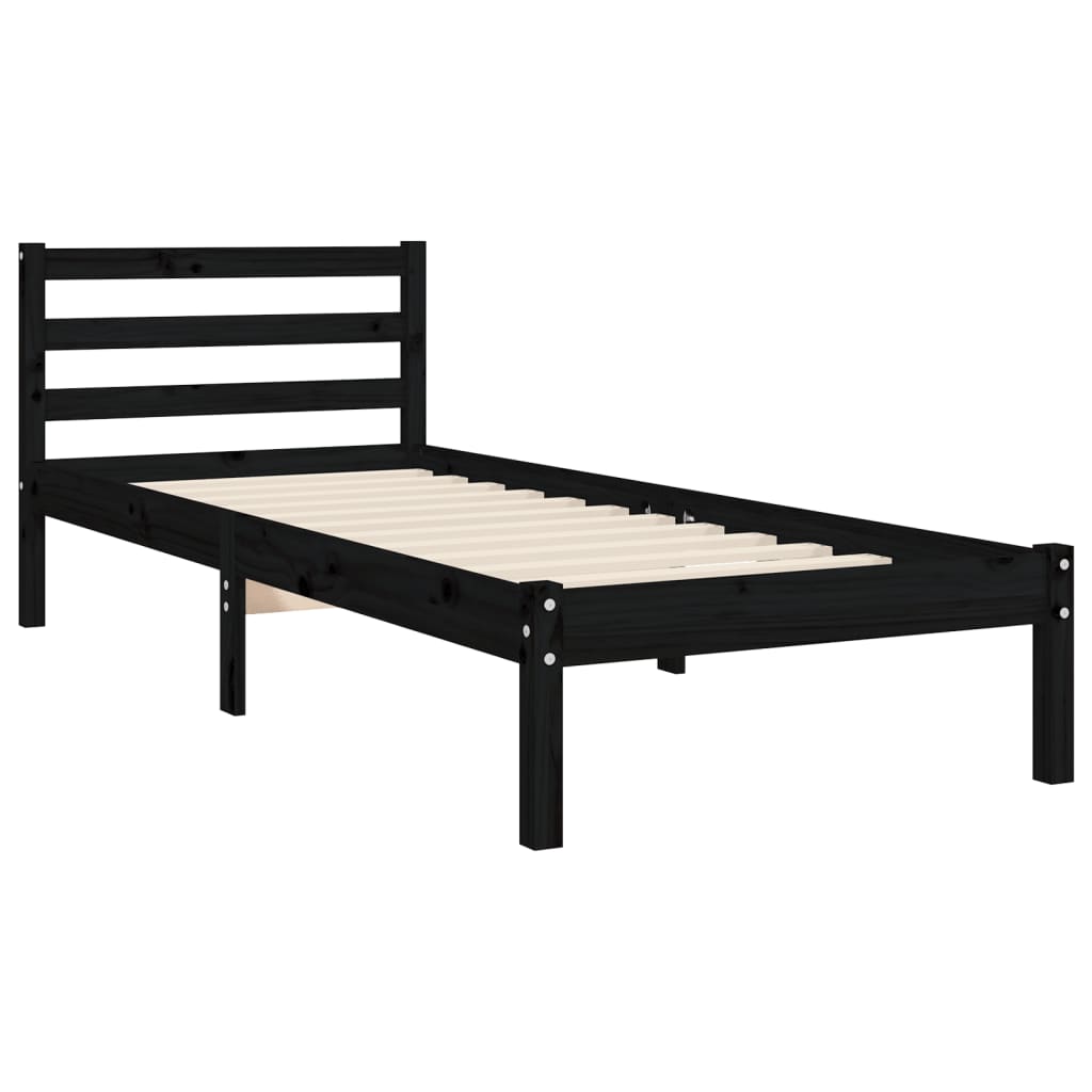 vidaXL Bed Frame without Mattress Black 90x200 cm Solid Wood Pine