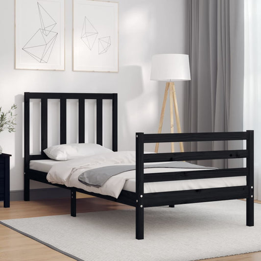 vidaXL Bed Frame without Mattress Black 90x200 cm Solid Wood Pine