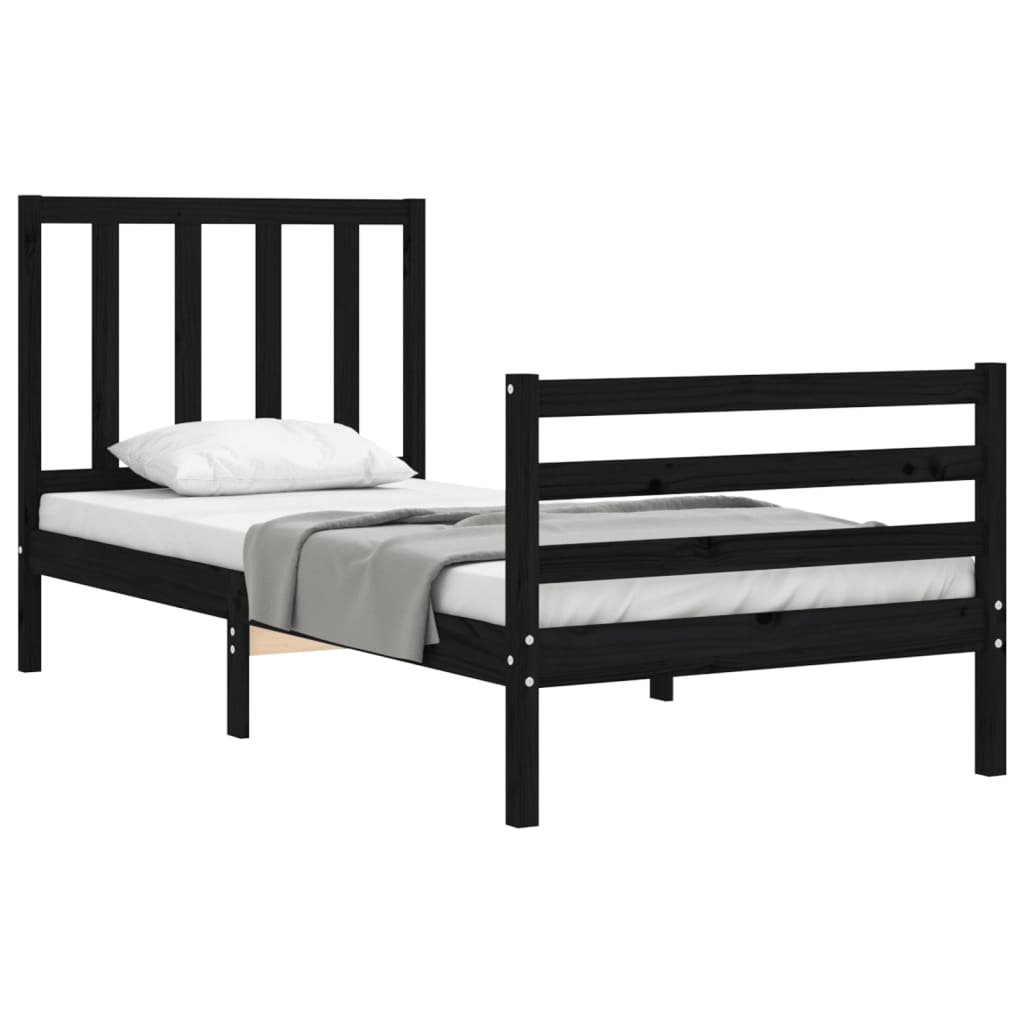 vidaXL Bed Frame without Mattress Black 100x200 cm Solid Wood Pine