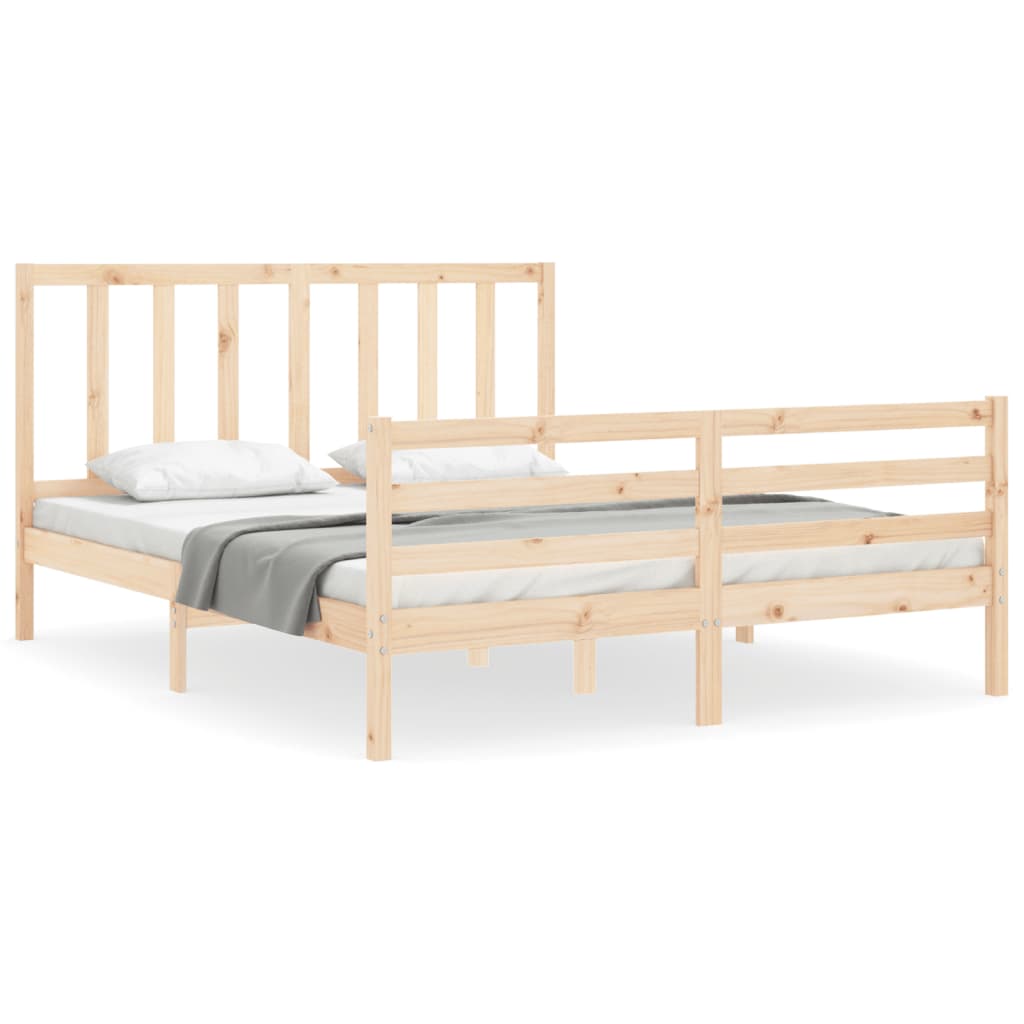 vidaXL Bed Frame without Mattress King Size Solid Wood Pine