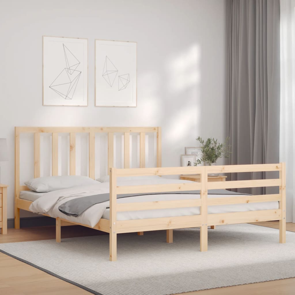 vidaXL Bed Frame without Mattress King Size Solid Wood Pine