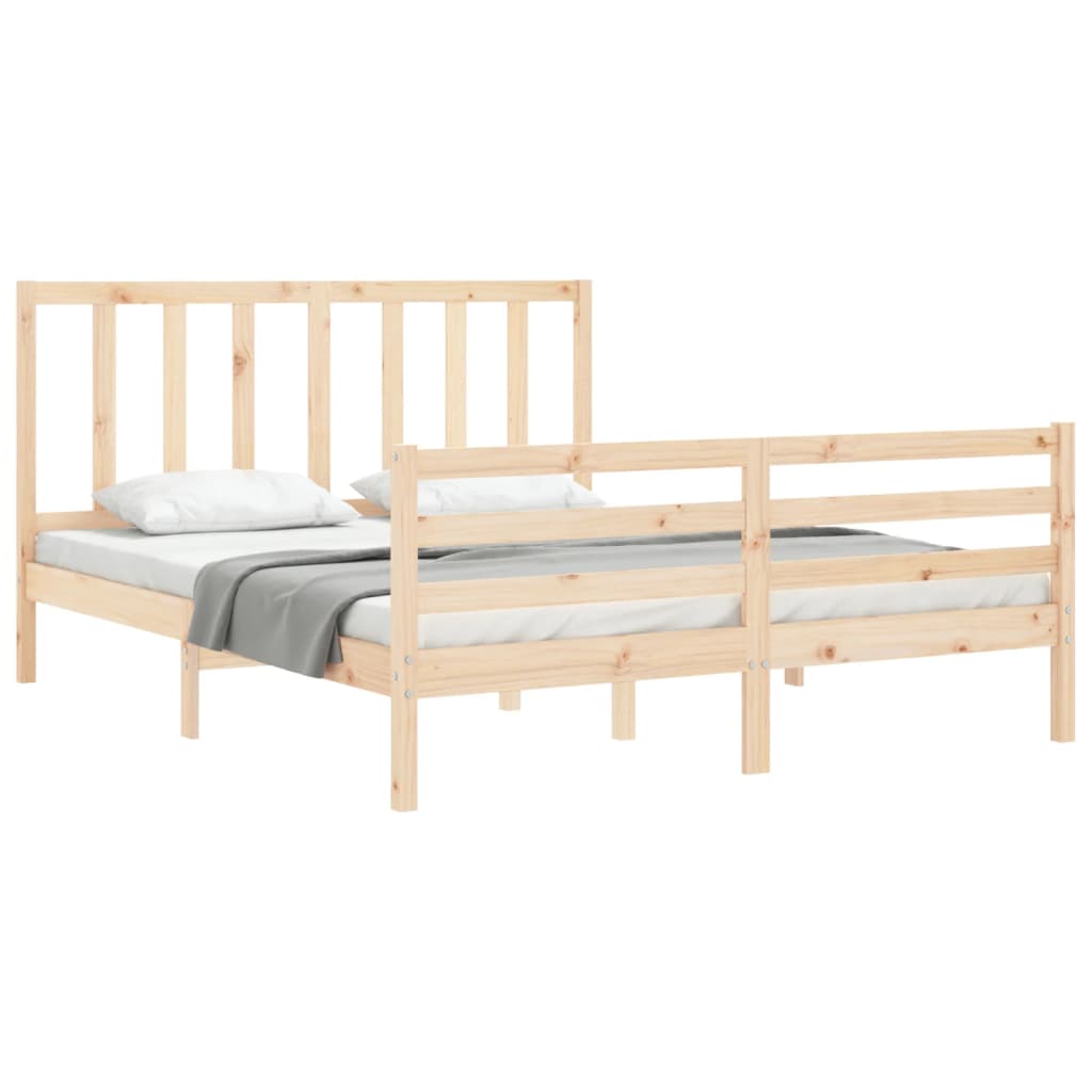 vidaXL Bed Frame without Mattress King Size Solid Wood Pine