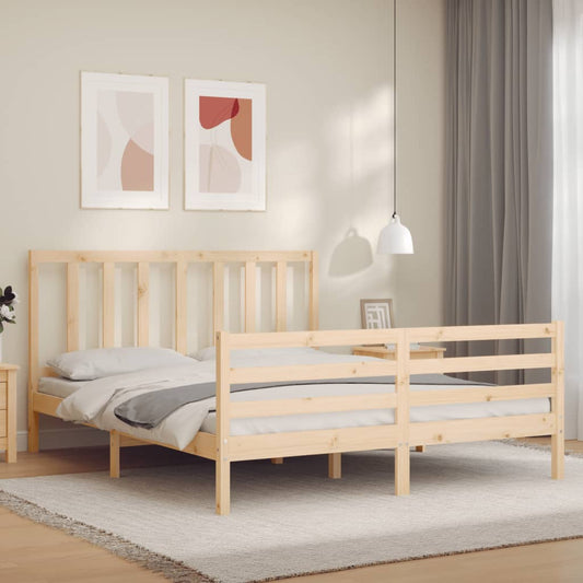 vidaXL Bed Frame without Mattress King Size Solid Wood Pine