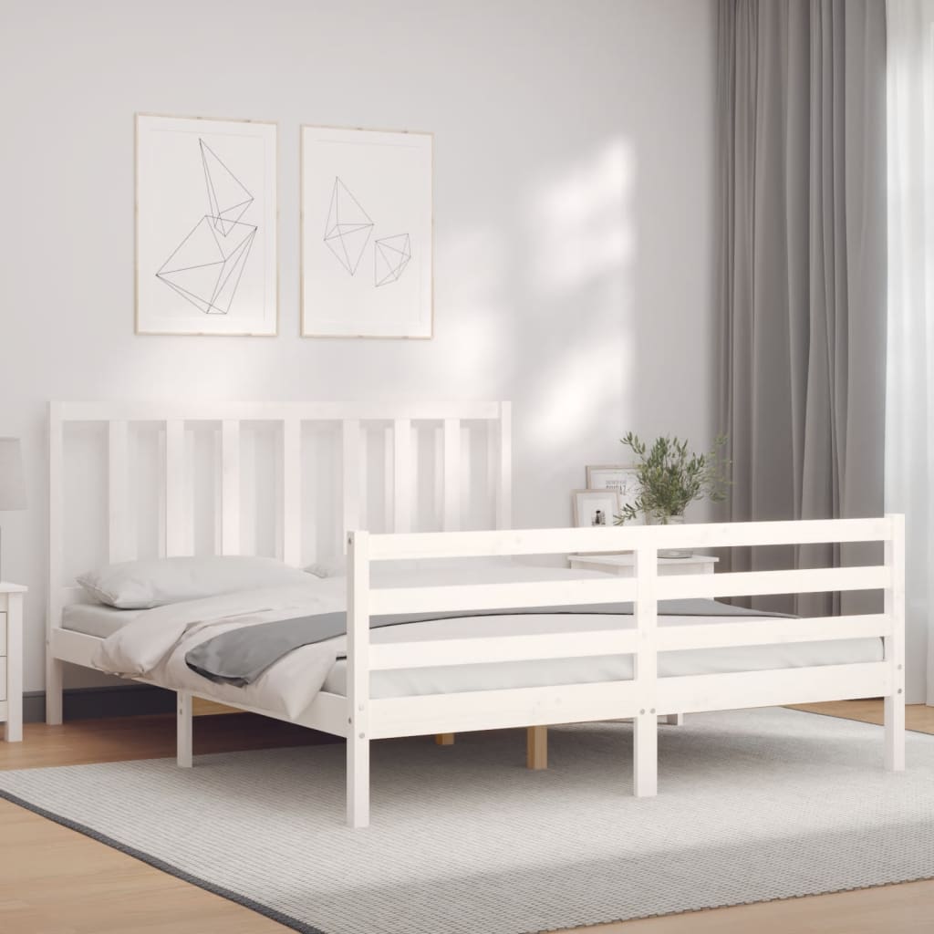 vidaXL Bed Frame without Mattress White 160x200 cm Solid Wood Pine