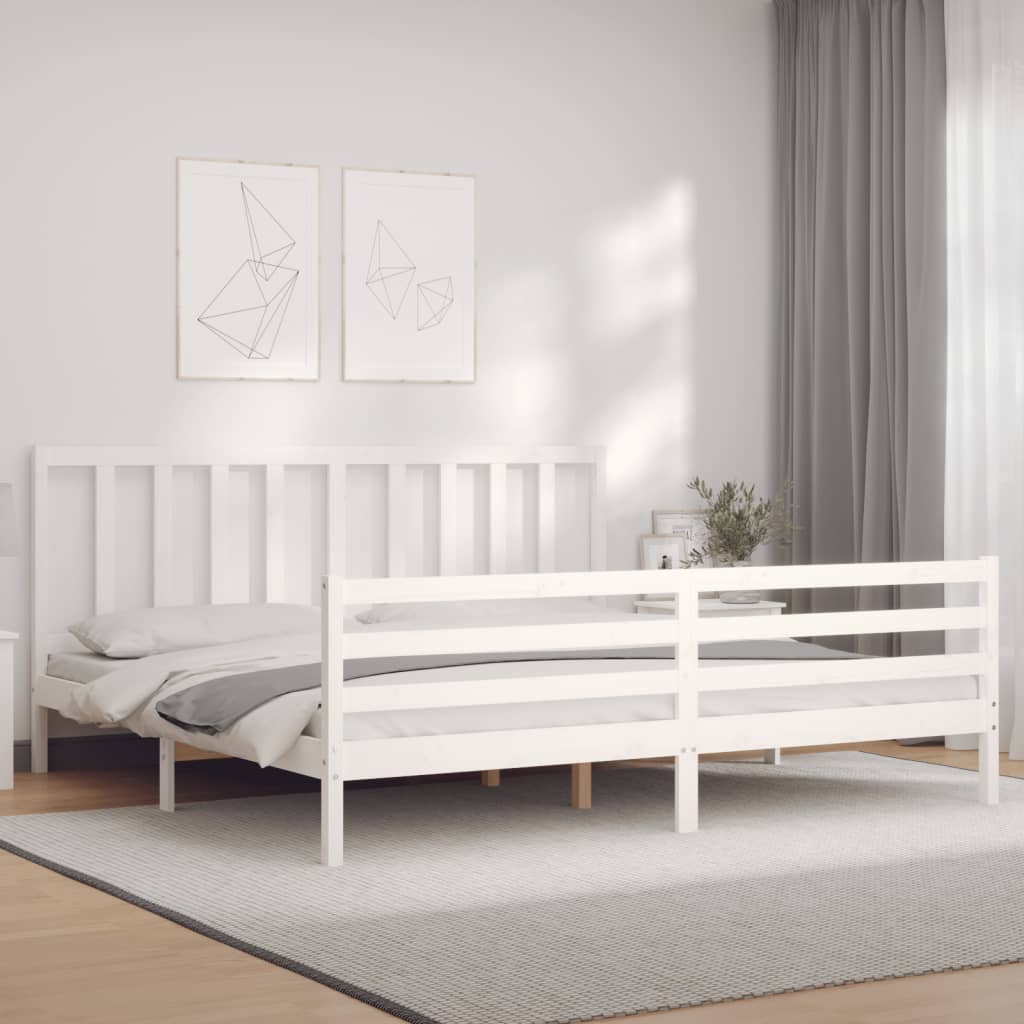 vidaXL Bed Frame without Mattress White 200x200 cm Solid Wood Pine