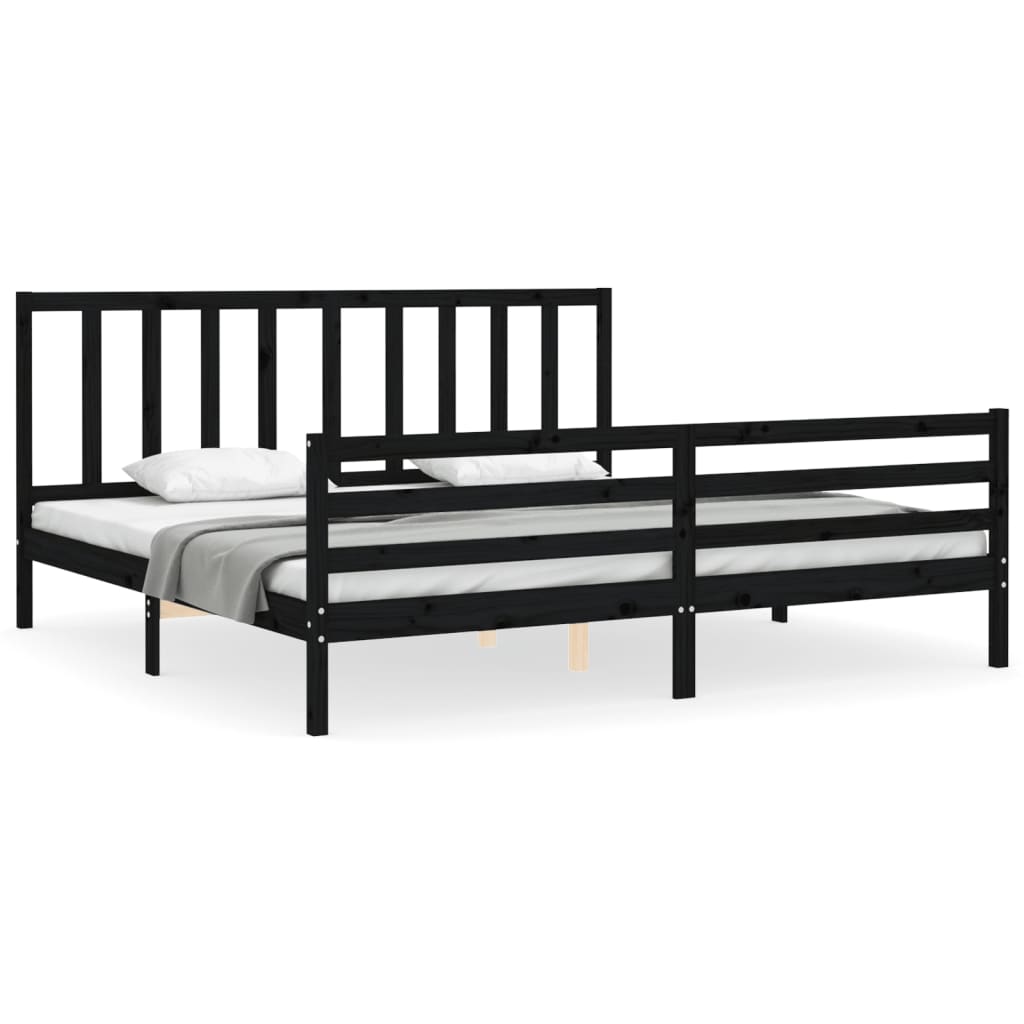 vidaXL Bed Frame without Mattress Black 200x200 cm Solid Wood Pine