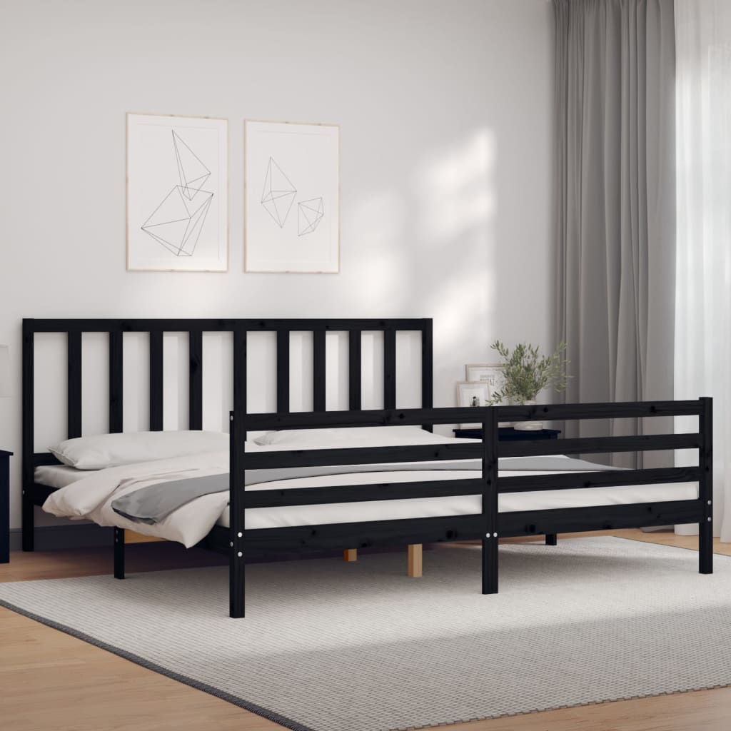 vidaXL Bed Frame without Mattress Black 200x200 cm Solid Wood Pine