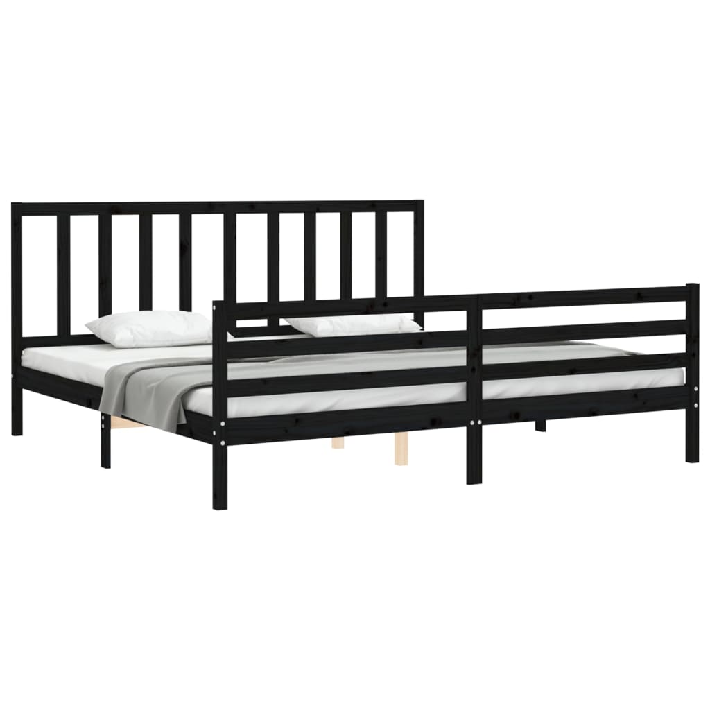 vidaXL Bed Frame without Mattress Black 200x200 cm Solid Wood Pine