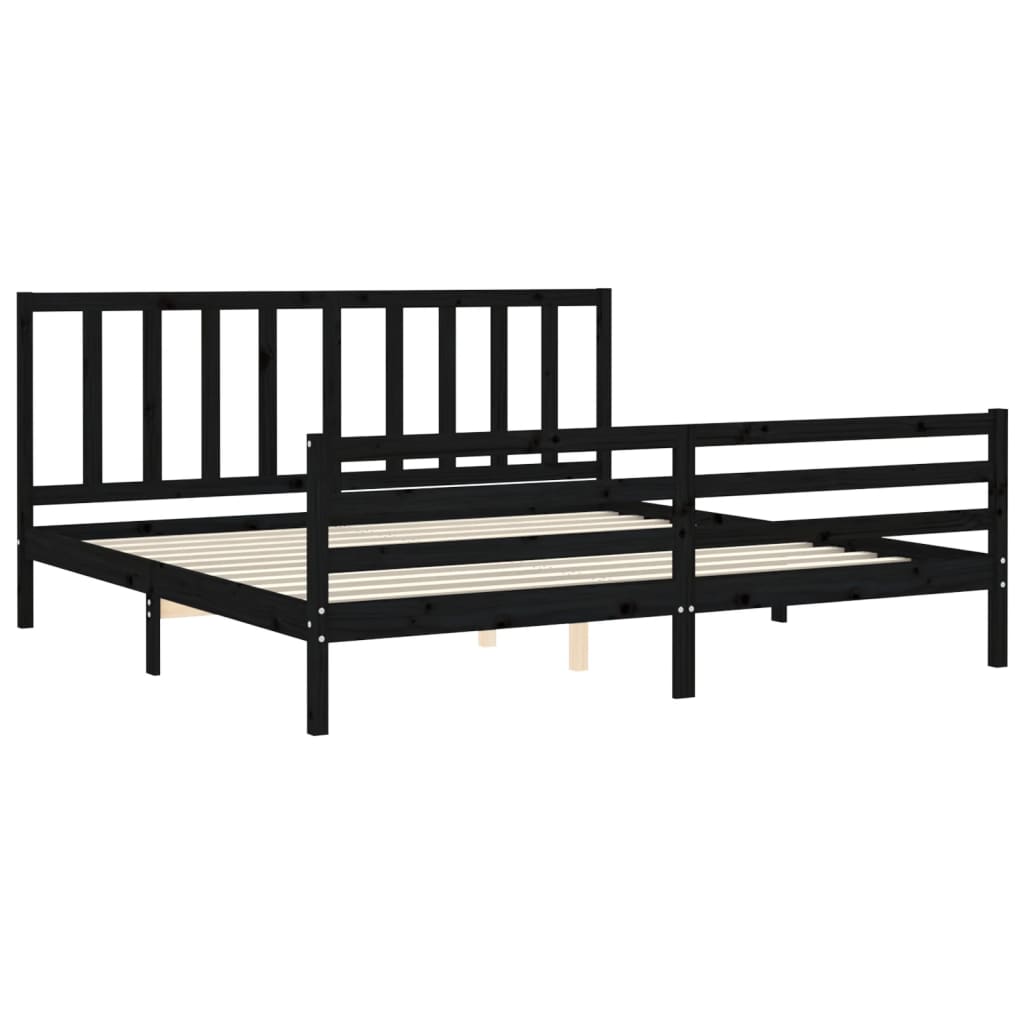 vidaXL Bed Frame without Mattress Black 200x200 cm Solid Wood Pine