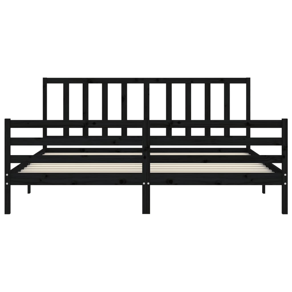 vidaXL Bed Frame without Mattress Black 200x200 cm Solid Wood Pine