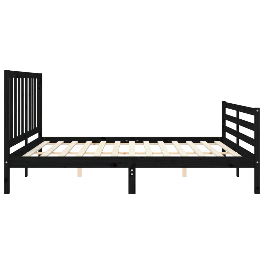 vidaXL Bed Frame without Mattress Black 200x200 cm Solid Wood Pine