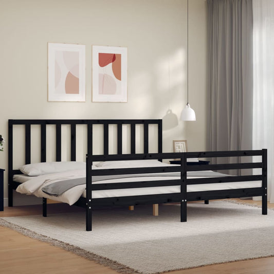 vidaXL Bed Frame without Mattress Black 200x200 cm Solid Wood Pine