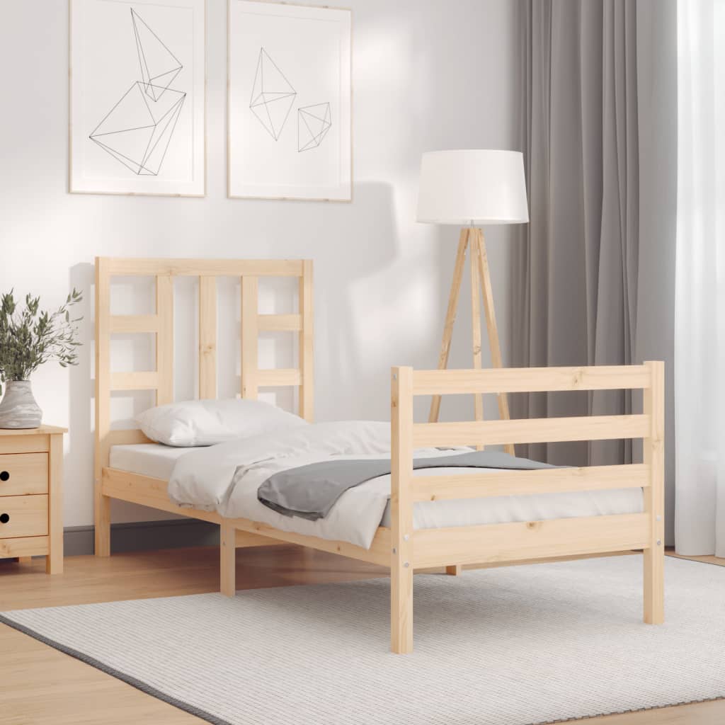 vidaXL Bed Frame without Mattress Small Single Solid Wood Pine