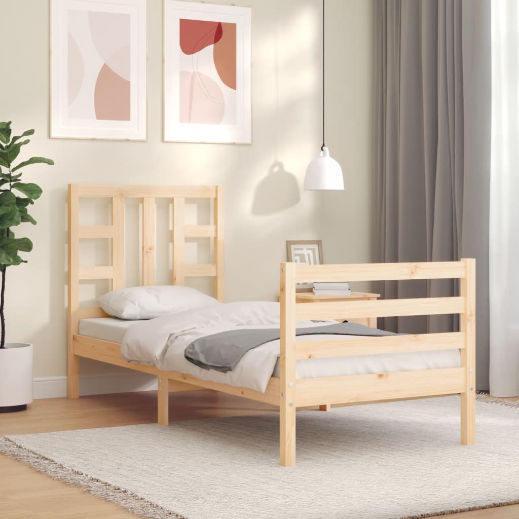 vidaXL Bed Frame without Mattress Small Single Solid Wood Pine