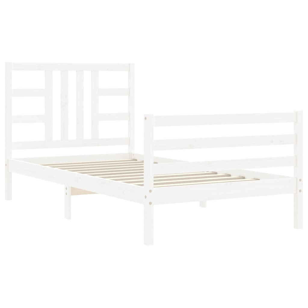 vidaXL Bed Frame without Mattress White Single Solid Wood Pine