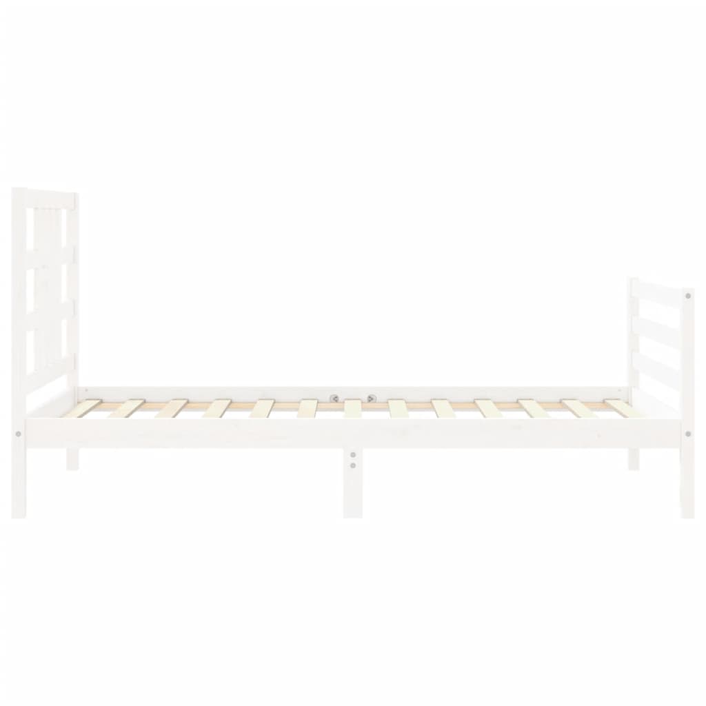 vidaXL Bed Frame without Mattress White Single Solid Wood Pine