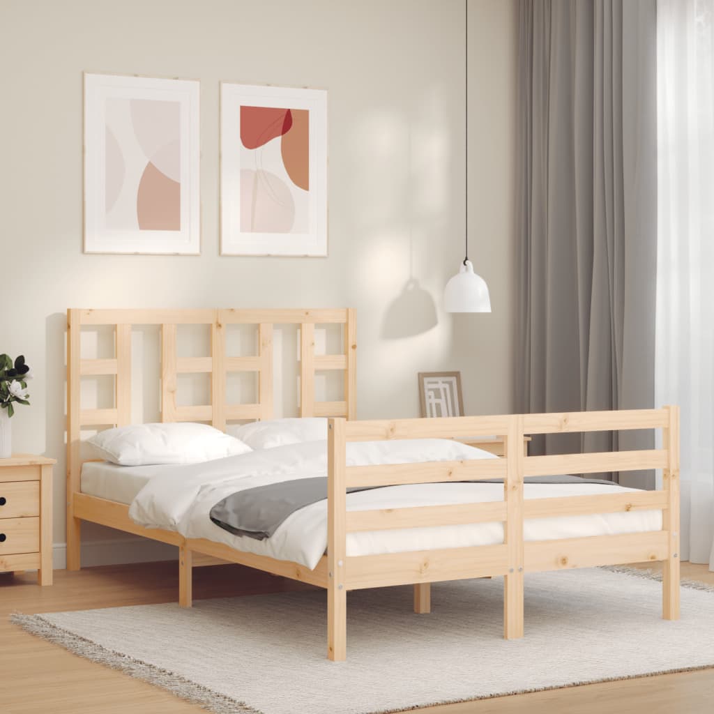 vidaXL Bed Frame without Mattress Small Double Solid Wood Pine