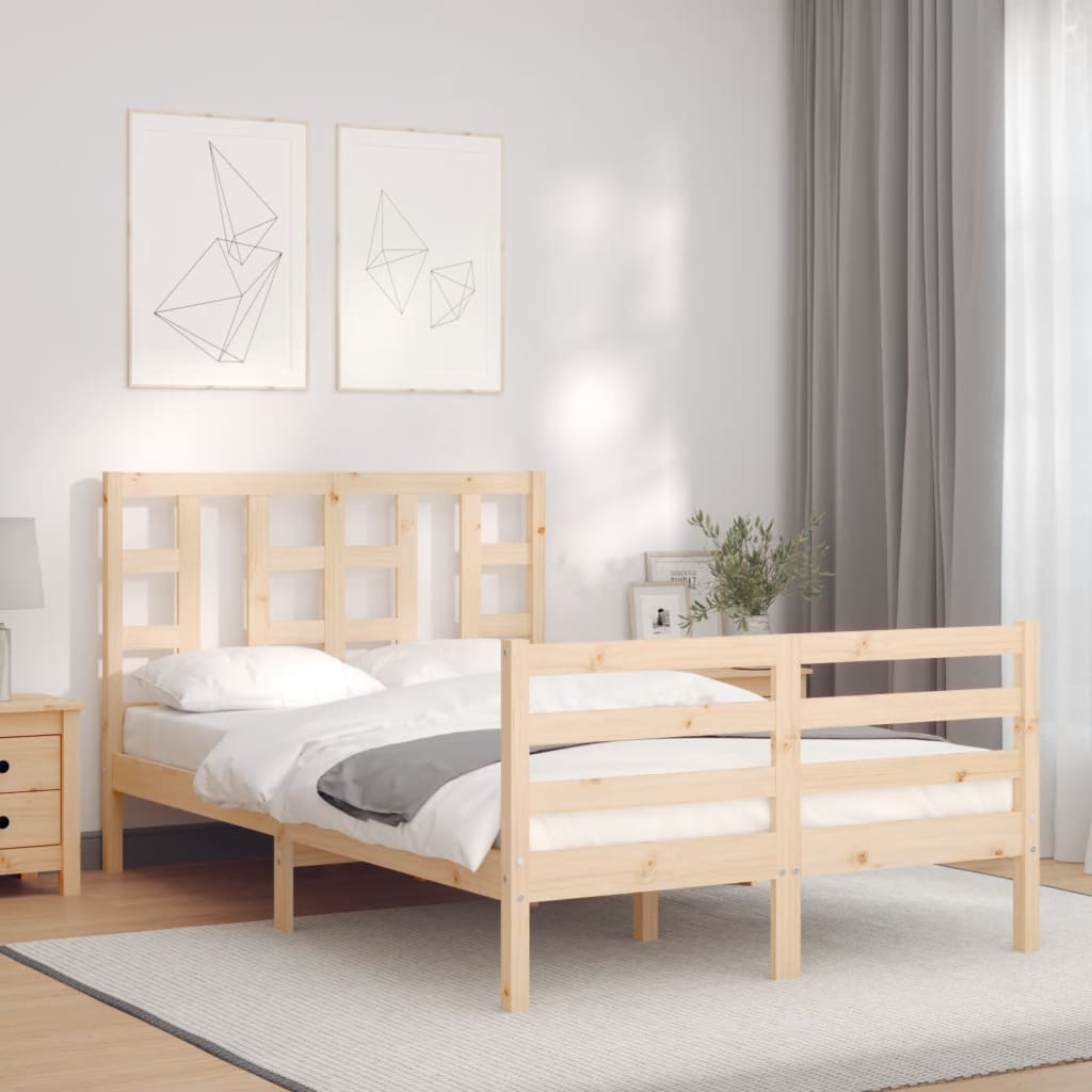 vidaXL Bed Frame without Mattress Small Double Solid Wood Pine