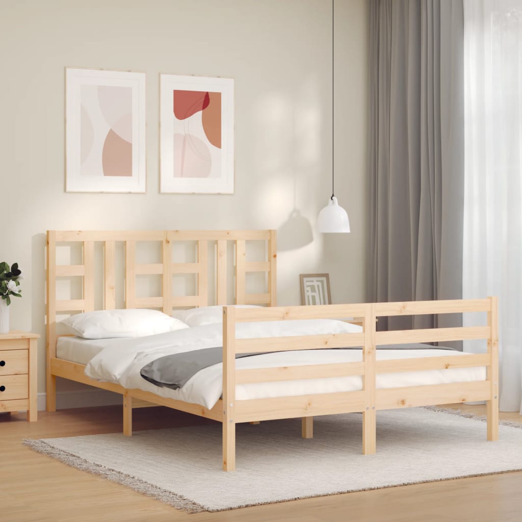 vidaXL Bed Frame without Mattress Double Solid Wood Pine