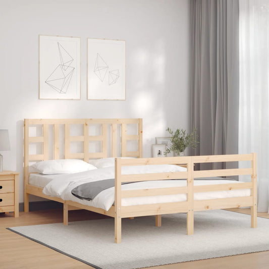 vidaXL Bed Frame without Mattress Double Solid Wood Pine