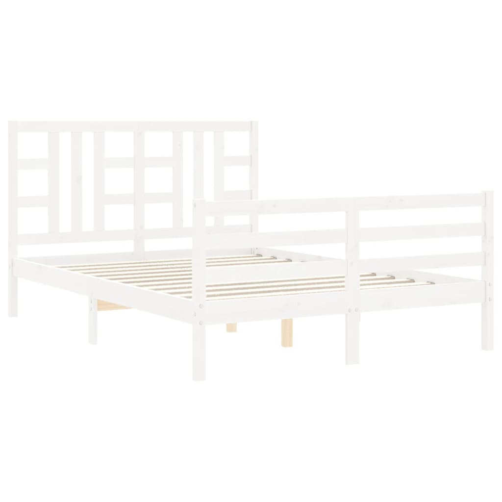 vidaXL Bed Frame without Mattress White Double Solid Wood Pine