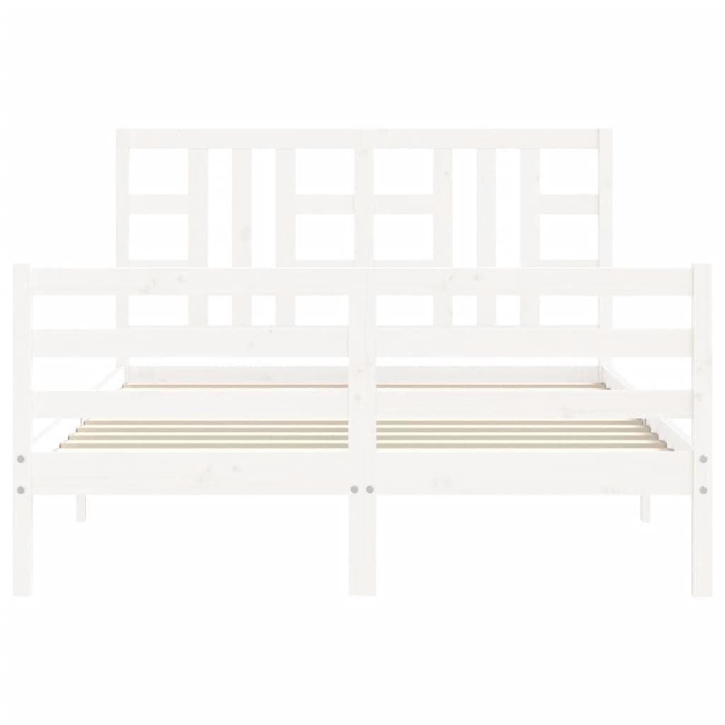 vidaXL Bed Frame without Mattress White Double Solid Wood Pine