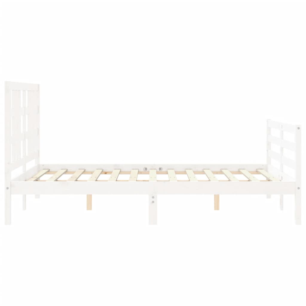 vidaXL Bed Frame without Mattress White Double Solid Wood Pine