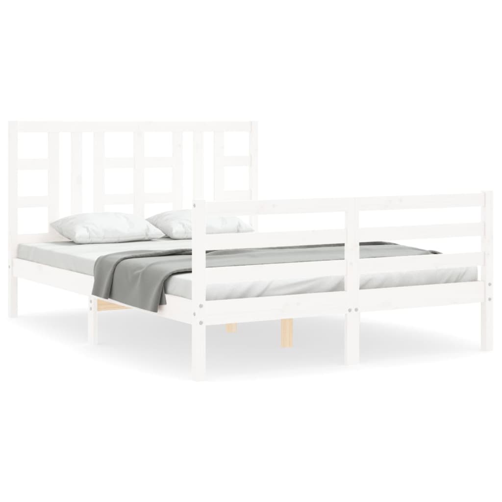 vidaXL Bed Frame without Mattress White 140x190 cm Solid Wood Pine