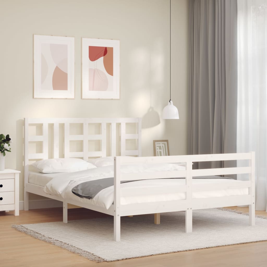 vidaXL Bed Frame without Mattress White 140x190 cm Solid Wood Pine