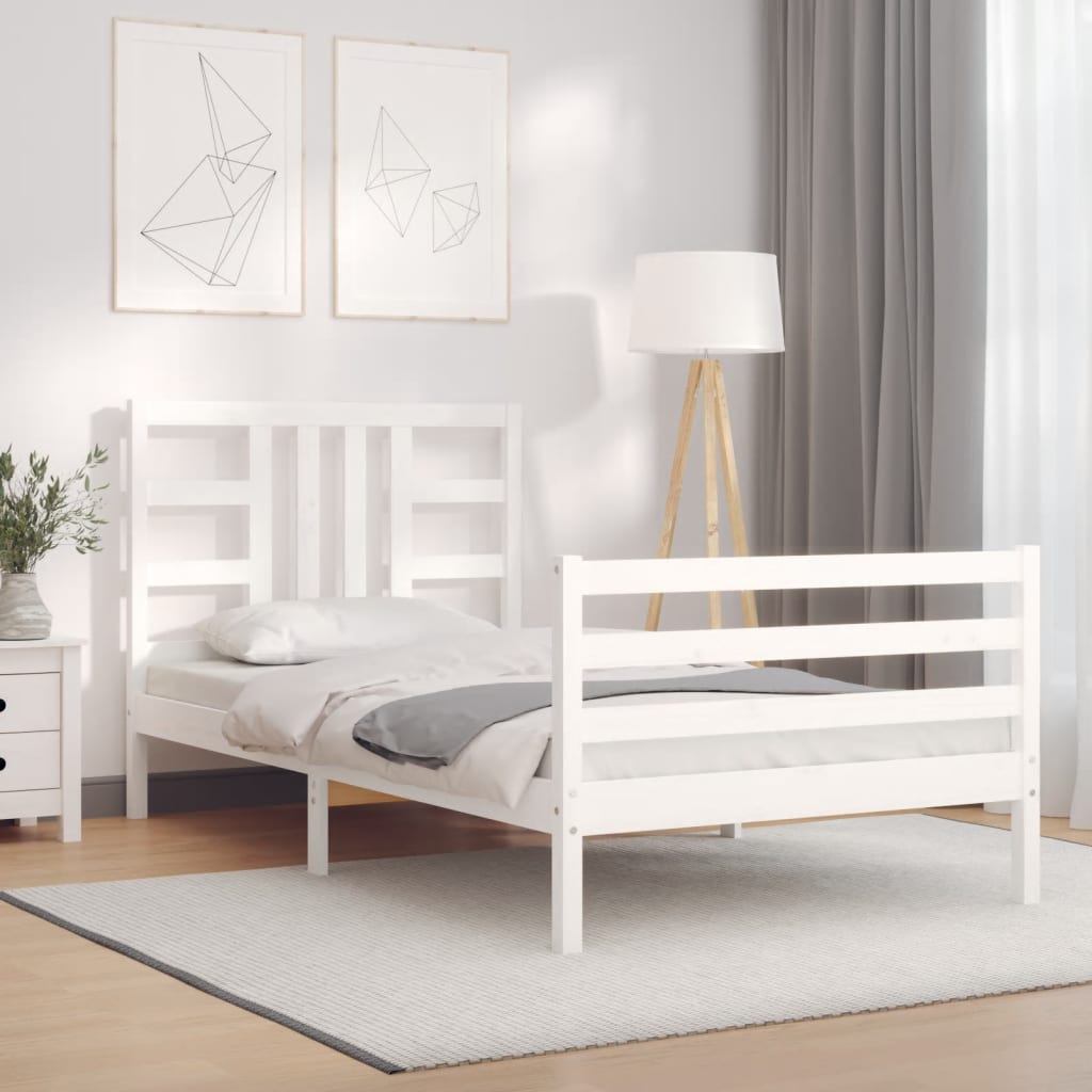 vidaXL Bed Frame without Mattress White 100x200 cm Solid Wood Pine