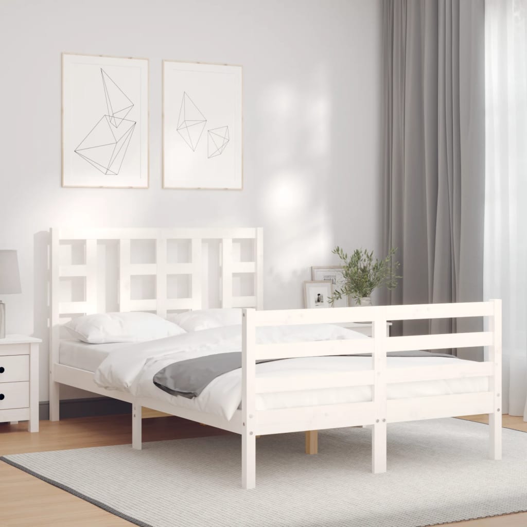 vidaXL Bed Frame without Mattress White 120x200 cm Solid Wood