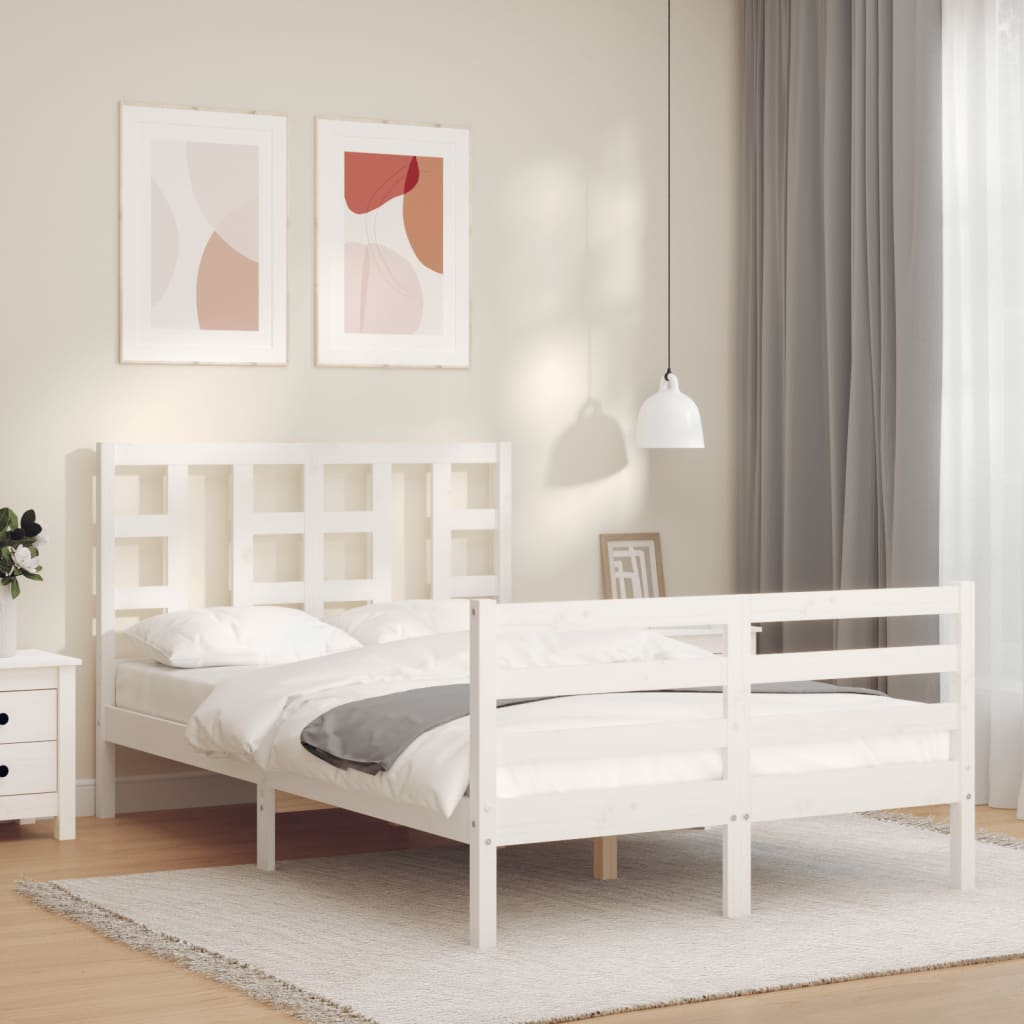 vidaXL Bed Frame without Mattress White 120x200 cm Solid Wood