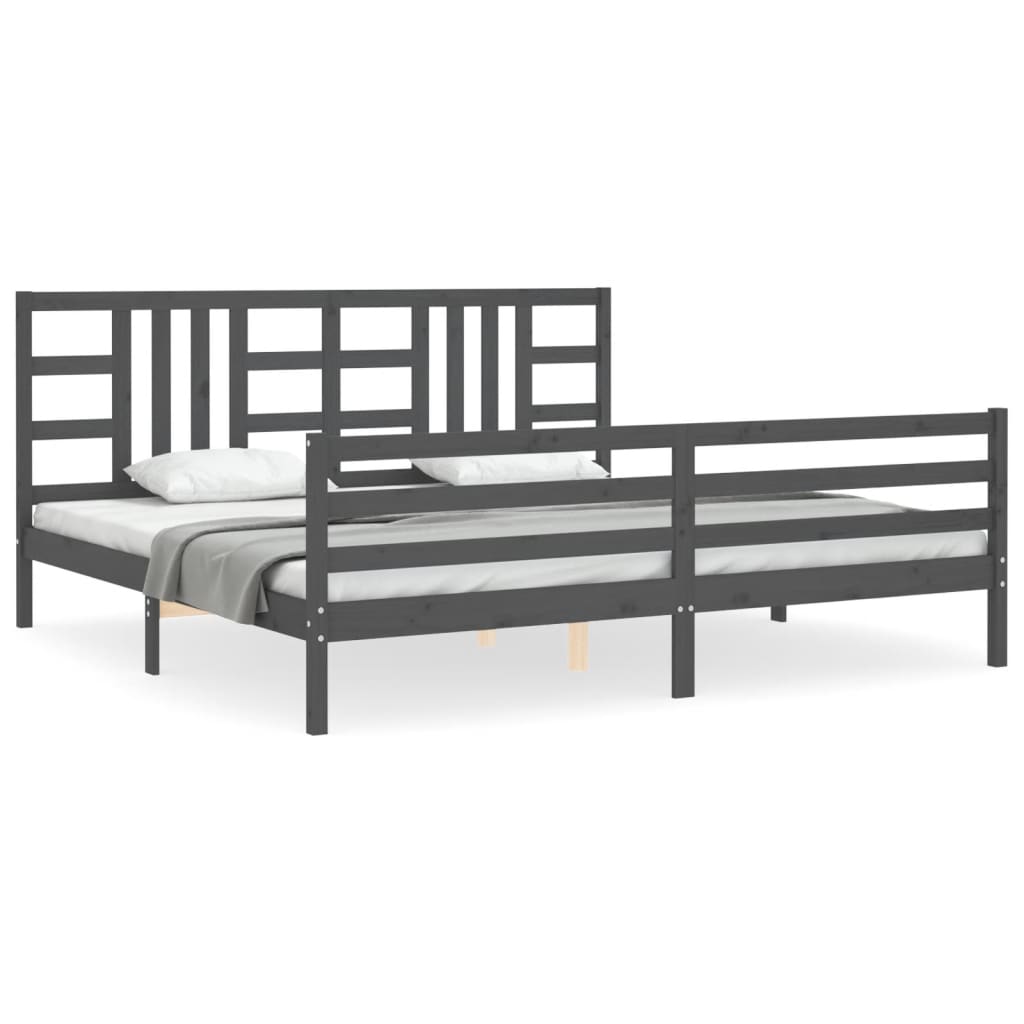 vidaXL Bed Frame without Mattress Grey 200x200 cm Solid Wood