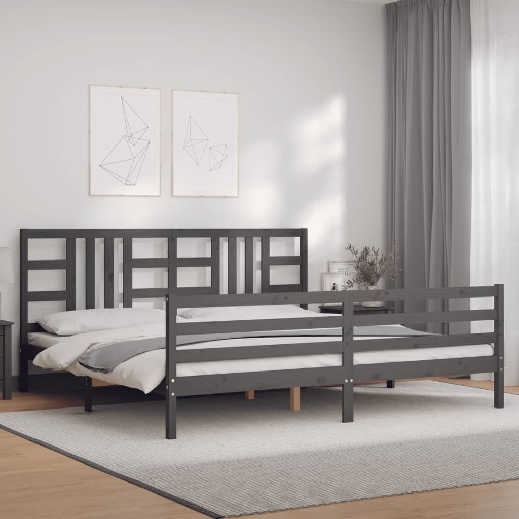 vidaXL Bed Frame without Mattress Grey 200x200 cm Solid Wood