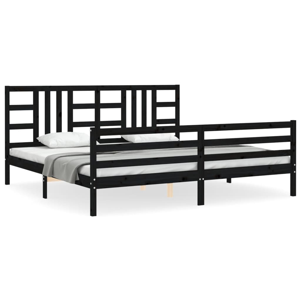 vidaXL Bed Frame without Mattress Black 200x200 cm Solid Wood