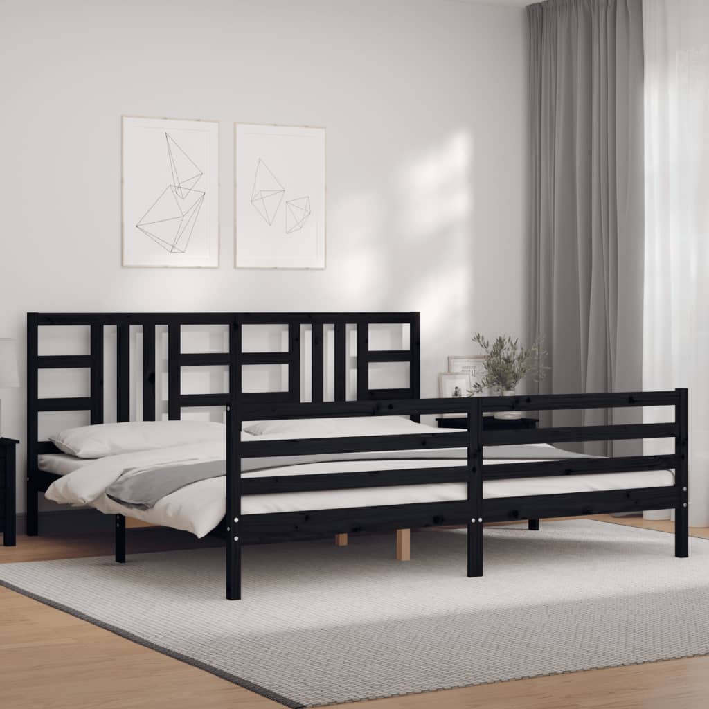 vidaXL Bed Frame without Mattress Black 200x200 cm Solid Wood