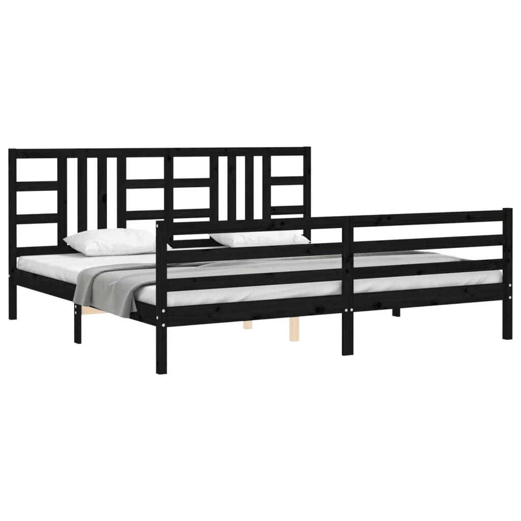 vidaXL Bed Frame without Mattress Black 200x200 cm Solid Wood