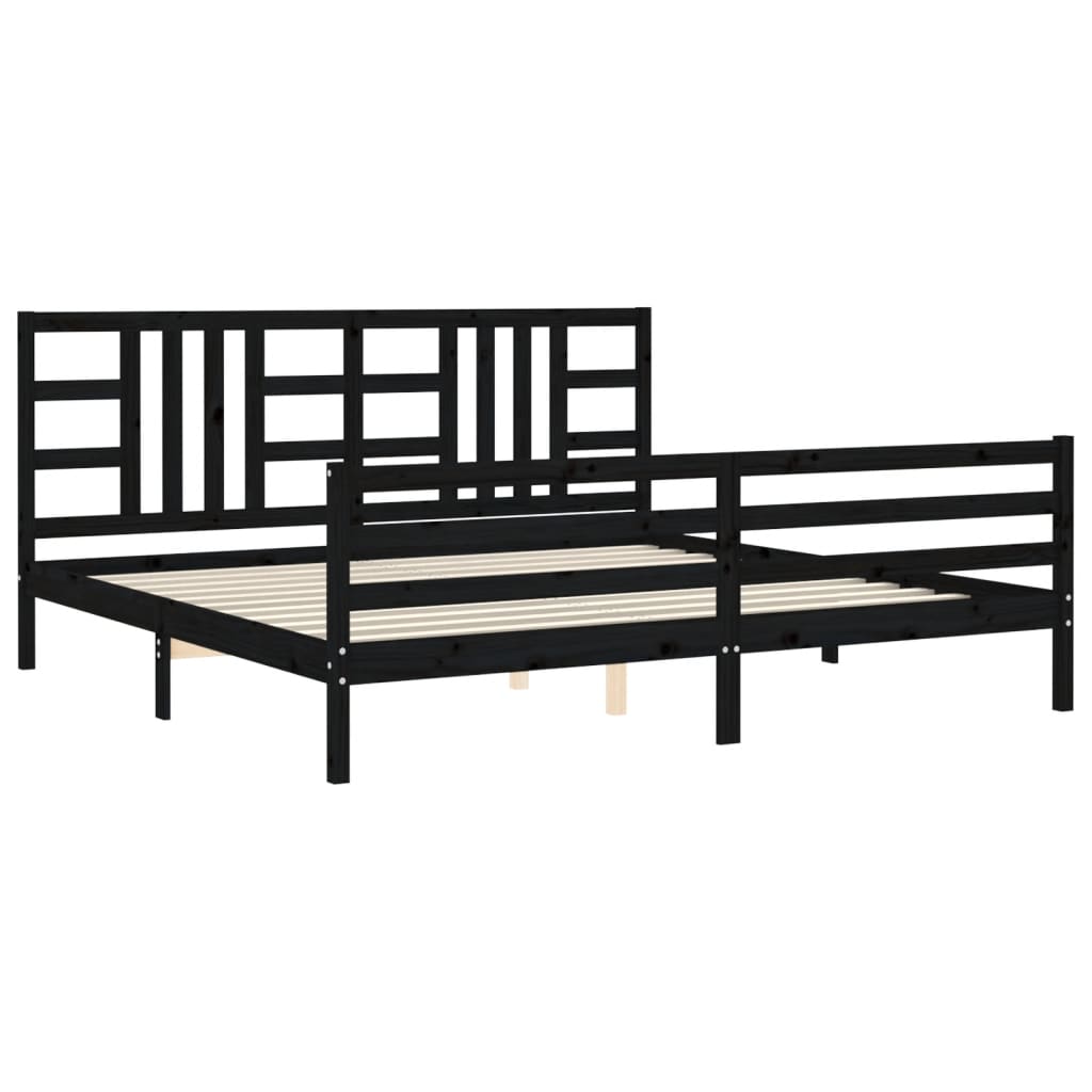 vidaXL Bed Frame without Mattress Black 200x200 cm Solid Wood