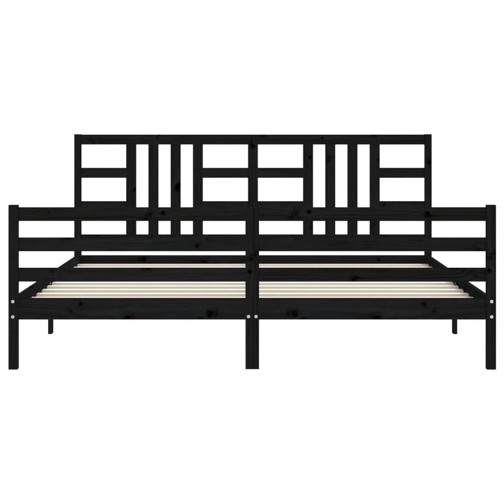 vidaXL Bed Frame without Mattress Black 200x200 cm Solid Wood