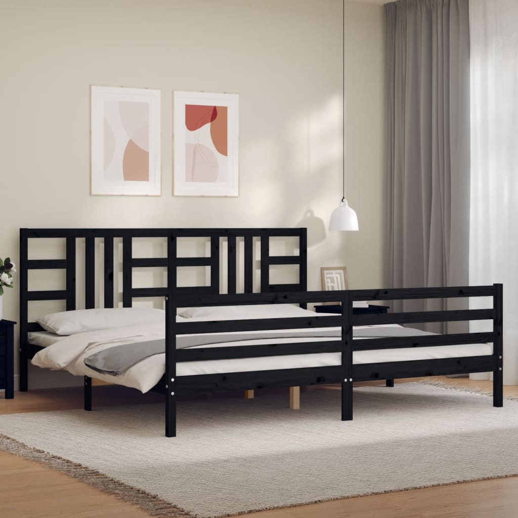 vidaXL Bed Frame without Mattress Black 200x200 cm Solid Wood