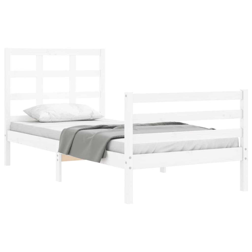 vidaXL Bed Frame without Mattress White Small Single Solid Wood