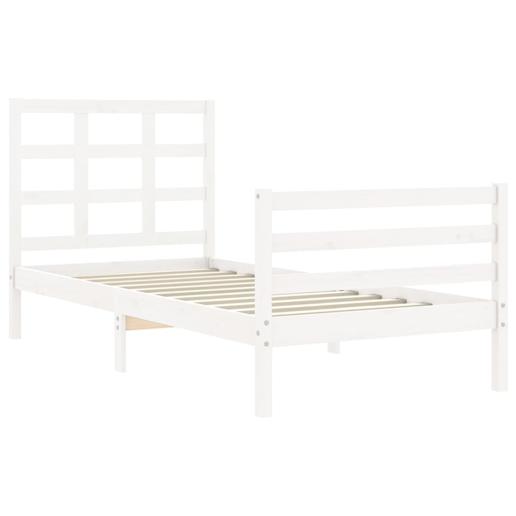 vidaXL Bed Frame without Mattress White Small Single Solid Wood