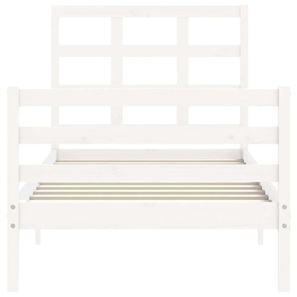 vidaXL Bed Frame without Mattress White Single Solid Wood