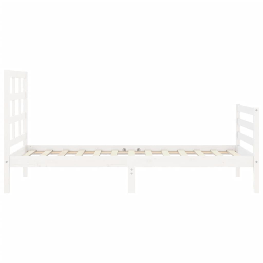 vidaXL Bed Frame without Mattress White Single Solid Wood