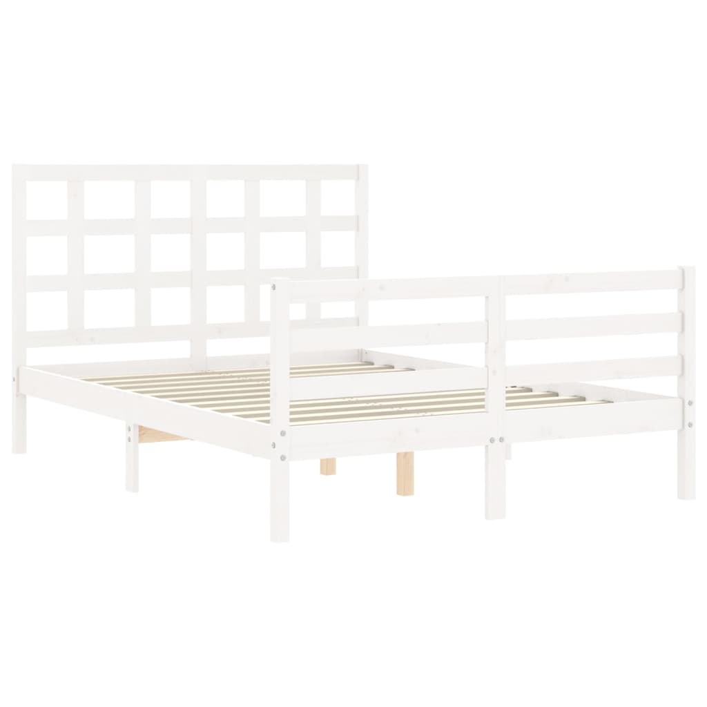 vidaXL Bed Frame without Mattress White Double Solid Wood