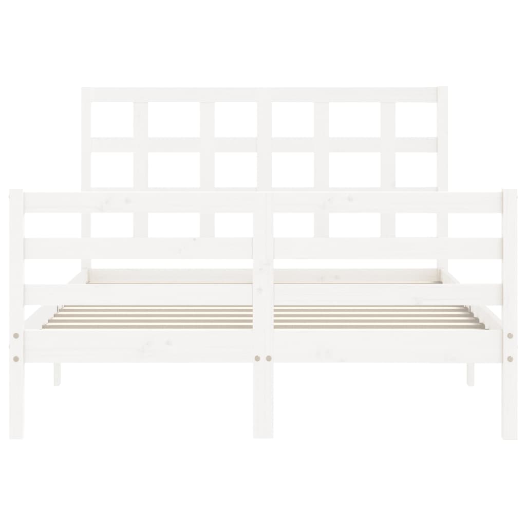 vidaXL Bed Frame without Mattress White Double Solid Wood