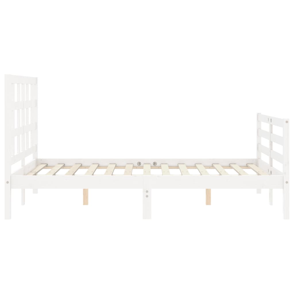 vidaXL Bed Frame without Mattress White Double Solid Wood