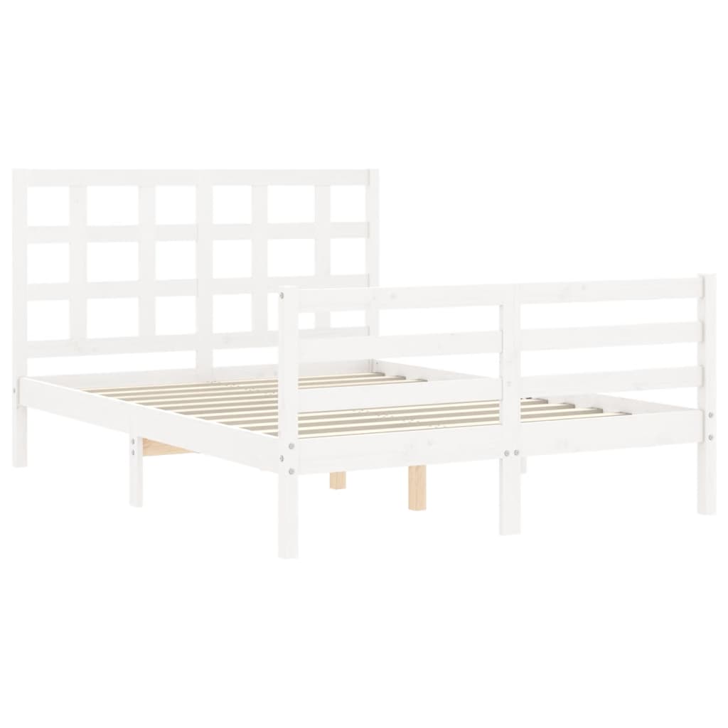 vidaXL Bed Frame without Mattress White 140x190 cm Solid Wood