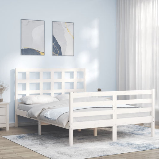 vidaXL Bed Frame without Mattress White 140x190 cm Solid Wood